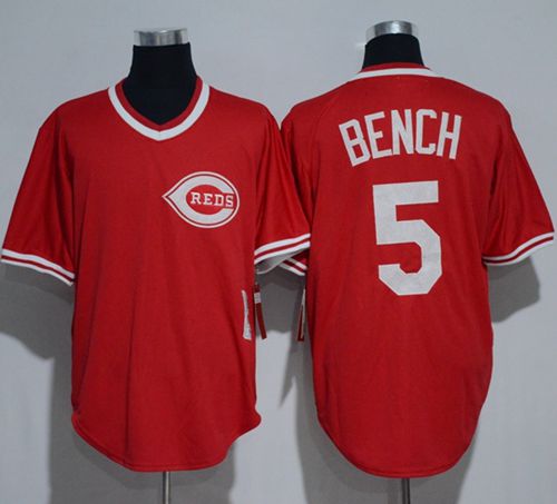 Mitchell And Ness 1983 Reds #5 Johnny Bench Red Throwback Stitched MLB Jersey - Click Image to Close
